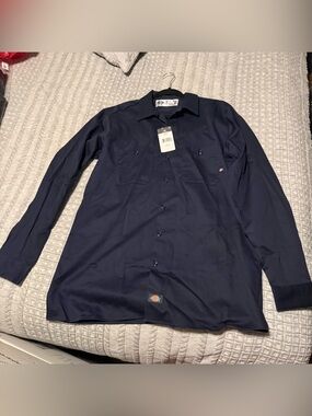 Dickies Men’s Navy Long-Sleeve Industrial Work Shirt